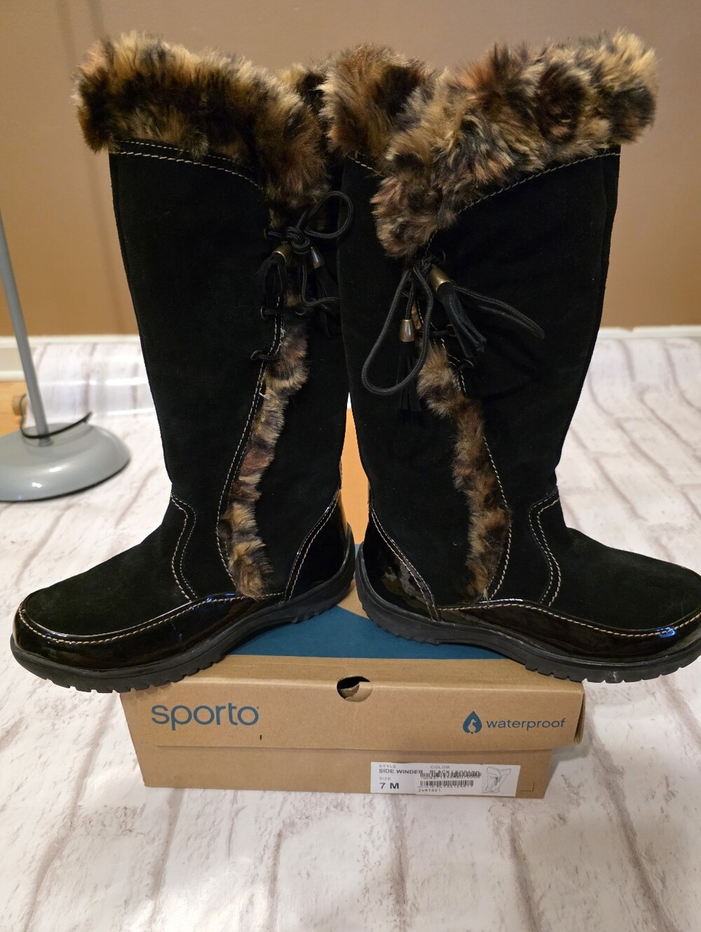 Womens sporto side winder black boots size 7